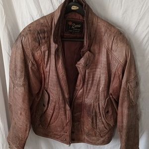 Vintage reed sportswear brown leather bomber jacket